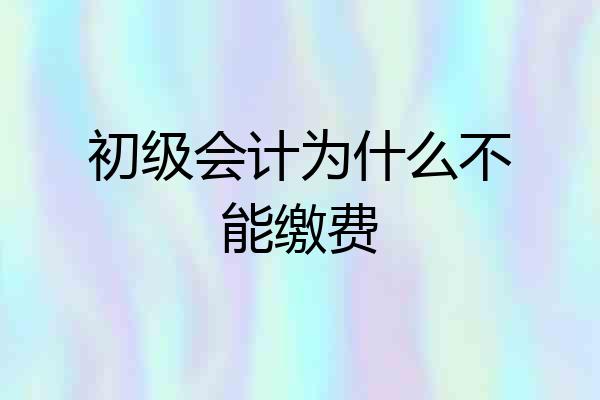 初级会计为什么不能缴费