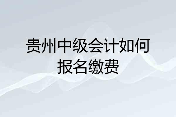 贵州中级会计如何报名缴费