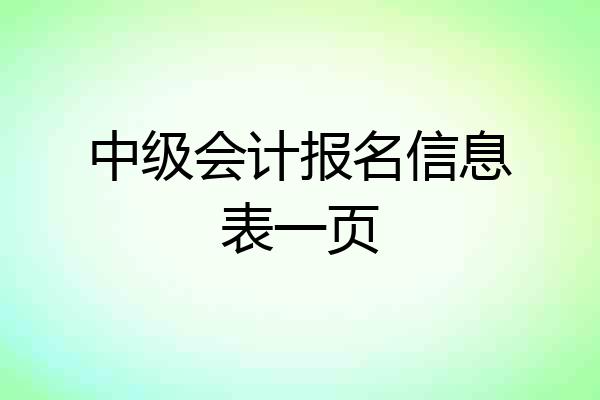 中级会计报名信息表一页