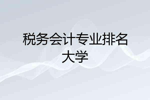税务会计专业排名大学