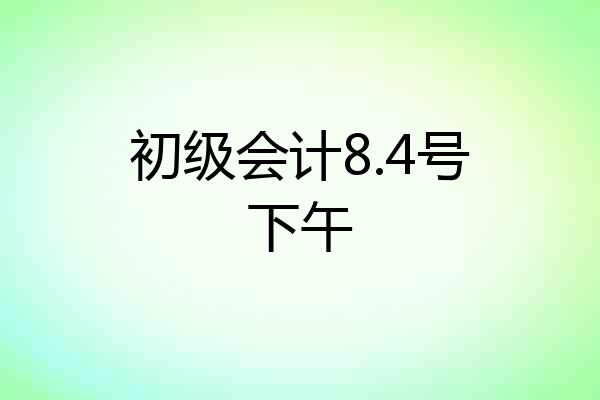 初级会计8.4号下午
