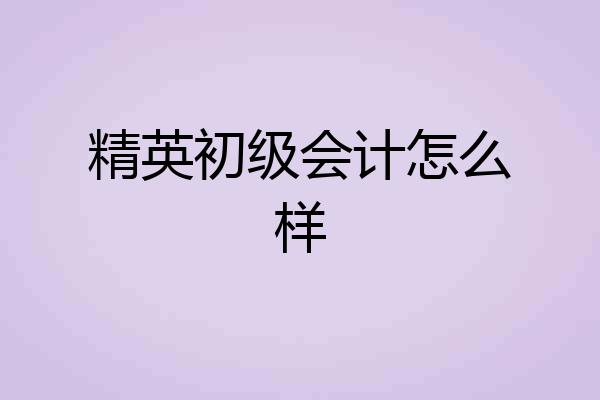 精英初级会计怎么样