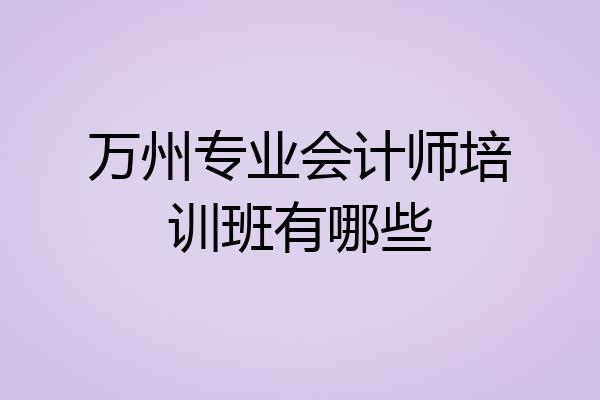 万州专业会计师培训班有哪些