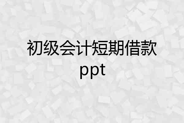 初级会计短期借款ppt