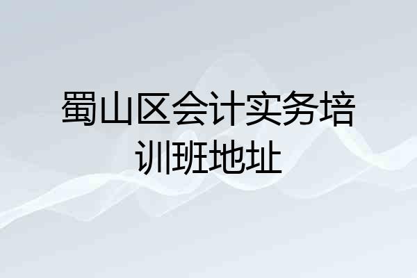 蜀山区会计实务培训班地址