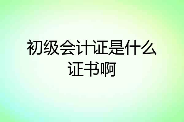 初级会计证是什么证书啊
