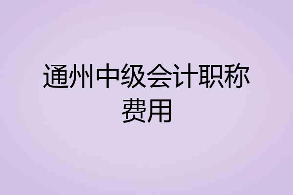 通州中级会计职称费用