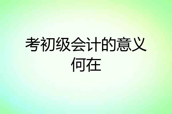考初级会计的意义何在