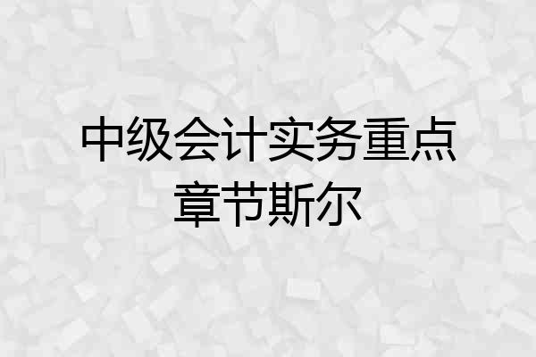中级会计实务重点章节斯尔