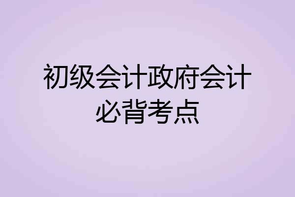 初级会计政府会计必背考点