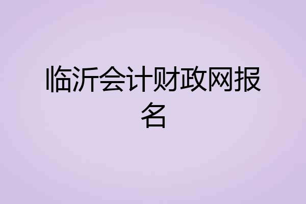 临沂会计财政网报名
