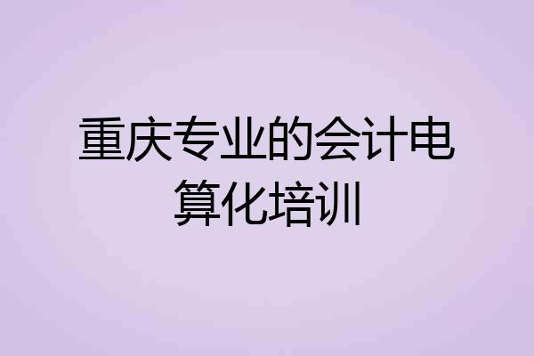 重庆专业的会计电算化培训