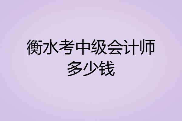 衡水考中级会计师多少钱
