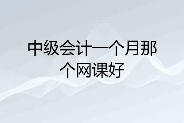 中级会计一个月那个网课好
