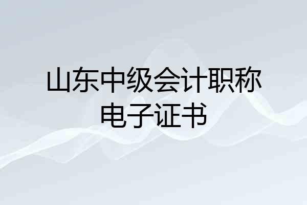 山东中级会计职称电子证书