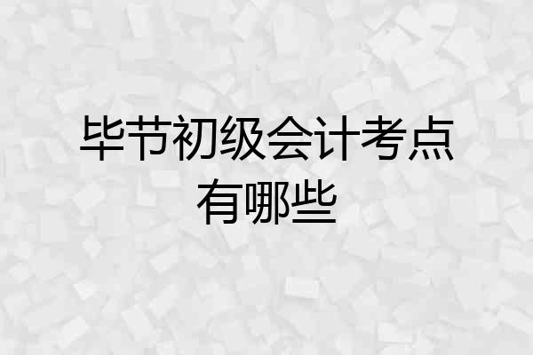 毕节初级会计考点有哪些
