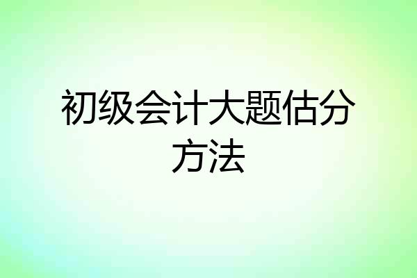 初级会计大题估分方法