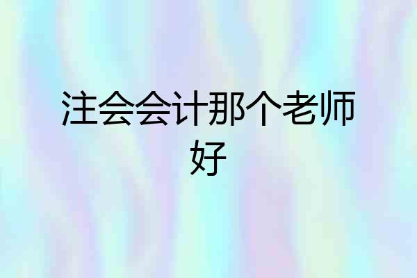 注会会计那个老师好