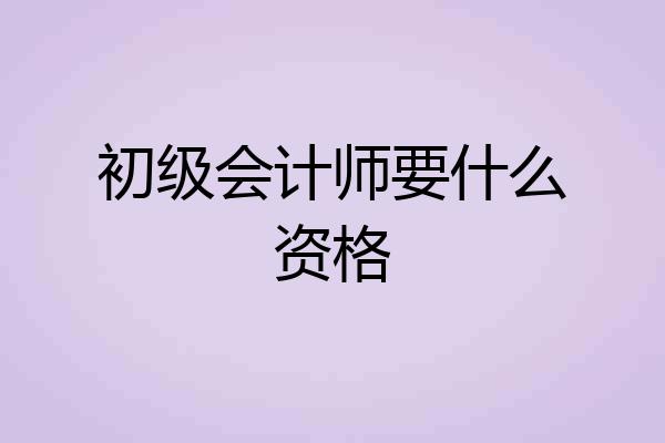 初级会计师要什么资格