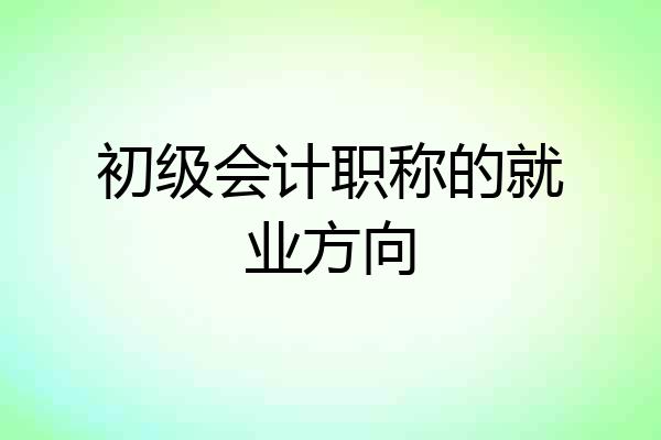 初级会计职称的就业方向