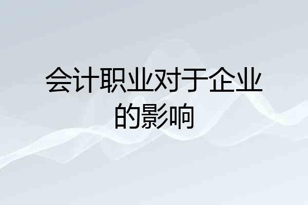 会计职业对于企业的影响