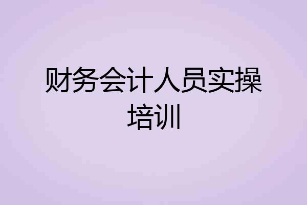 财务会计人员实操培训