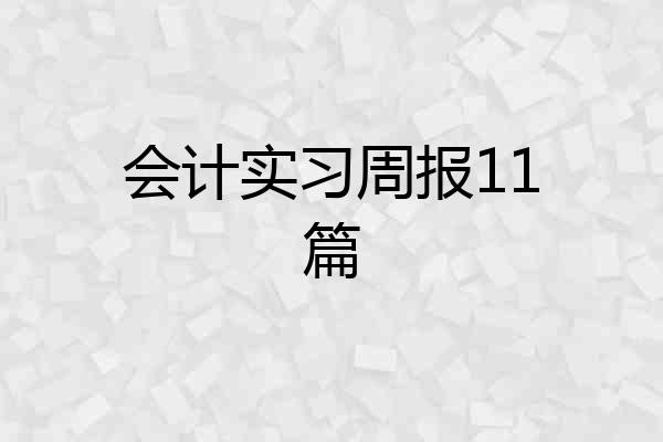 会计实习周报11篇