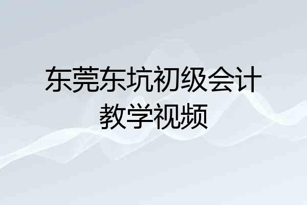 东莞东坑初级会计教学视频
