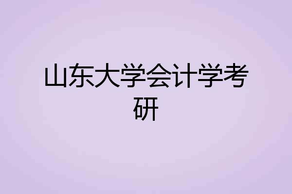 山东大学会计学考研