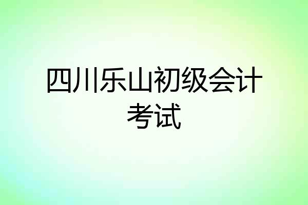四川乐山初级会计考试