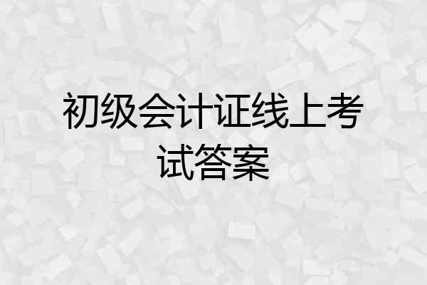 初级会计证线上考试答案