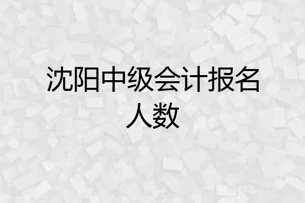 沈阳中级会计报名人数