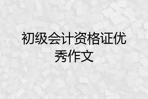 初级会计资格证优秀作文