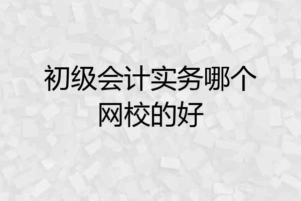 初级会计实务哪个网校的好
