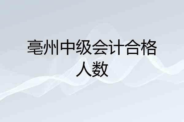 亳州中级会计合格人数