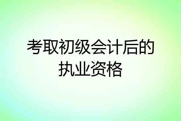 考取初级会计后的执业资格