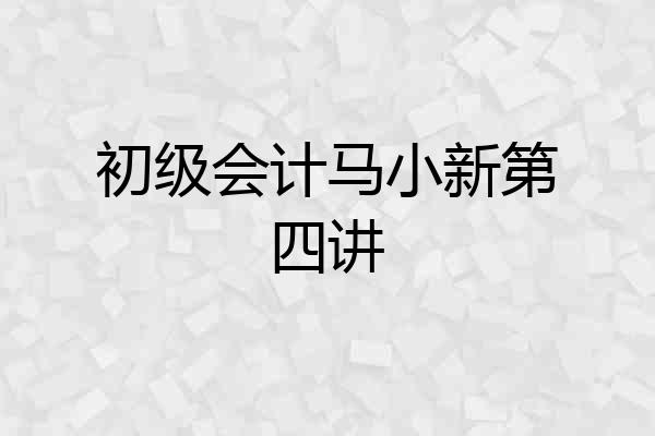 初级会计马小新第四讲