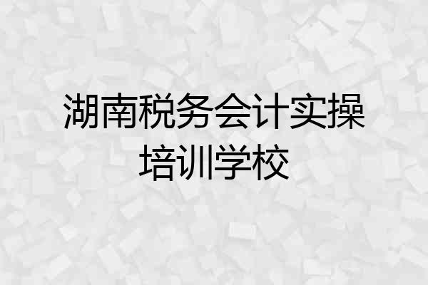 湖南税务会计实操培训学校