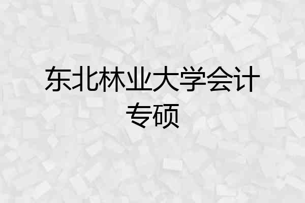 东北林业大学会计专硕
