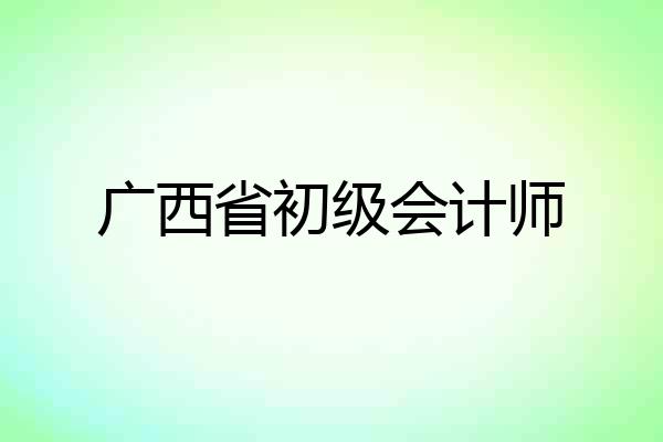 广西省初级会计师