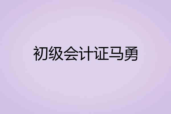 初级会计证马勇