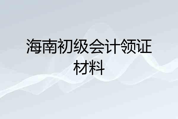 海南初级会计领证材料