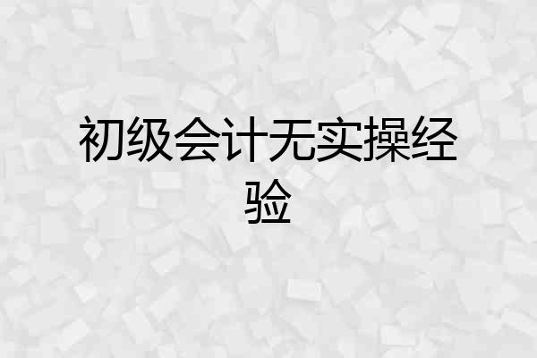 初级会计无实操经验