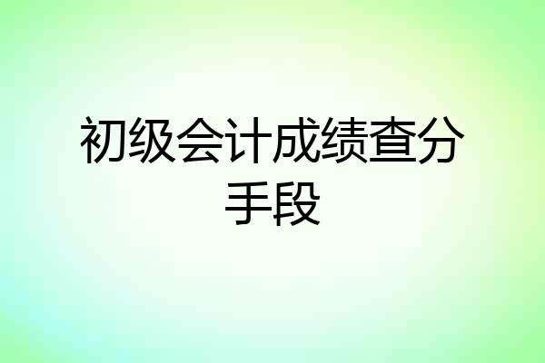 初级会计成绩查分手段