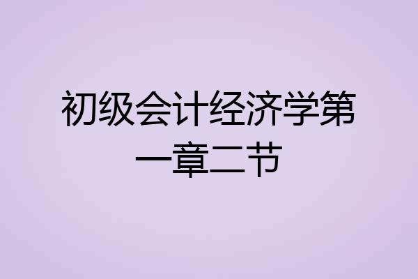 初级会计经济学第一章二节