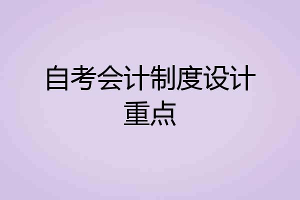 自考会计制度设计重点