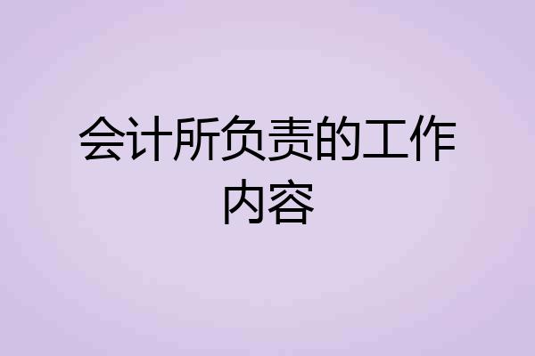 会计所负责的工作内容