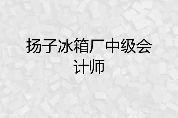 扬子冰箱厂中级会计师