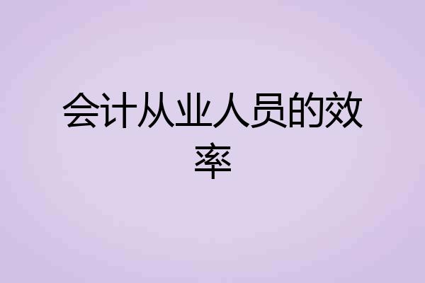 会计从业人员的效率