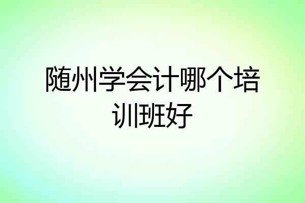 随州学会计哪个培训班好